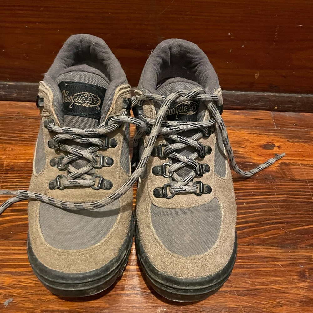 Vasque Gray and Tan Waterproof Hiking Shoes with Rugged Sole—Vintage